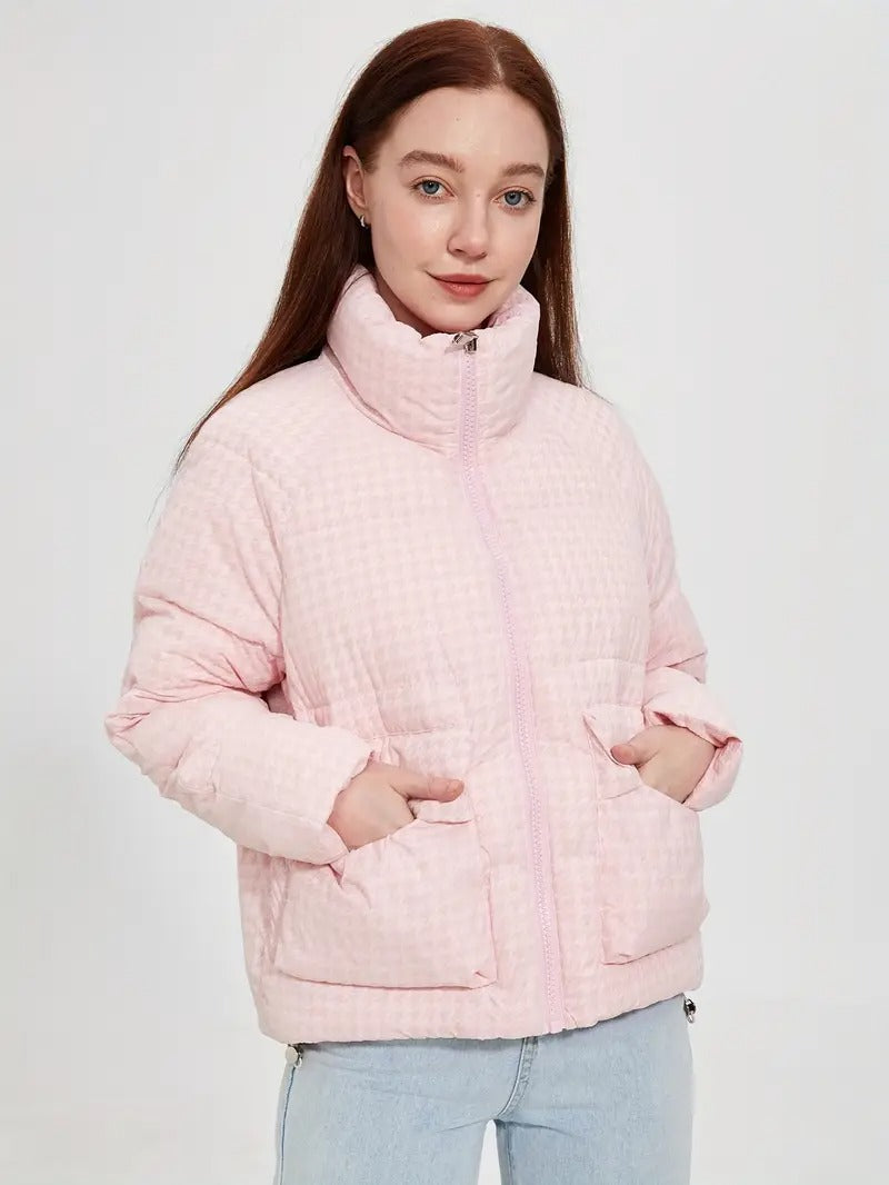 Ceciria vadderad jacka med rutigt mönster