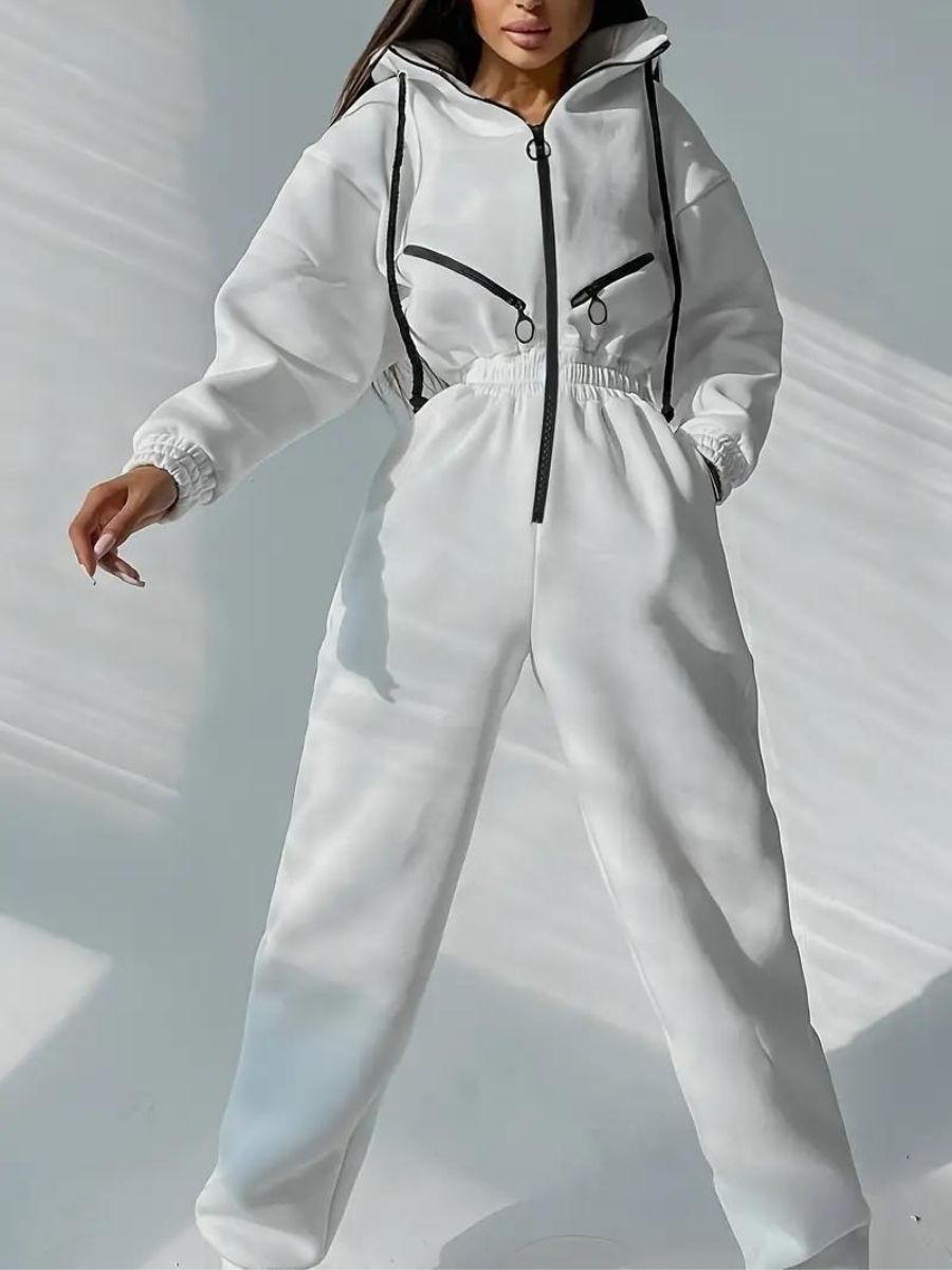 Jumpsuit med luva och dragsko