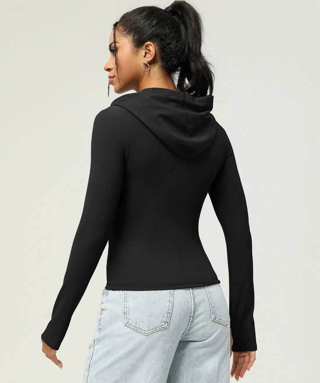 Slim fit långärmad sportjacka med huva