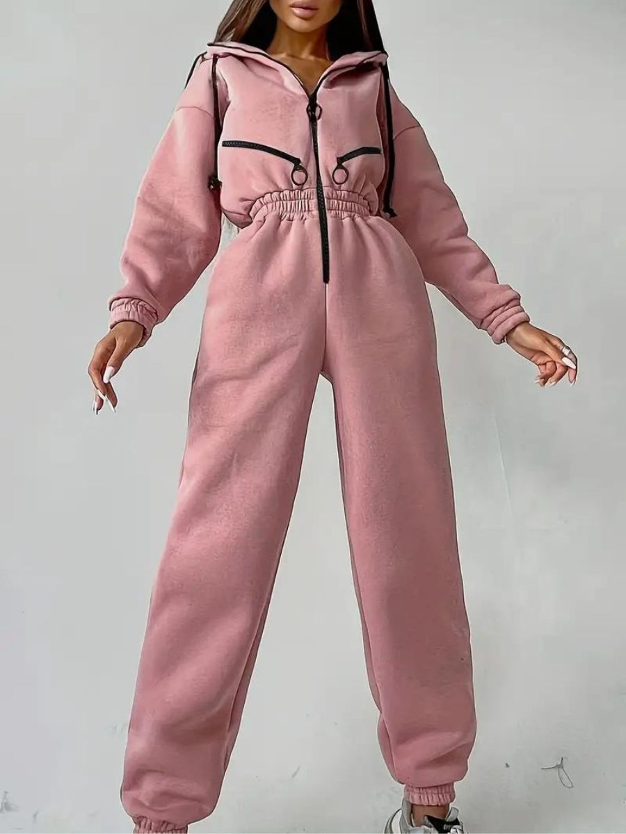 Jumpsuit med luva och dragsko
