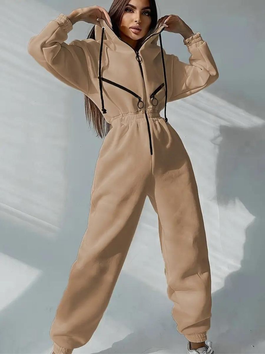 Jumpsuit med luva och dragsko