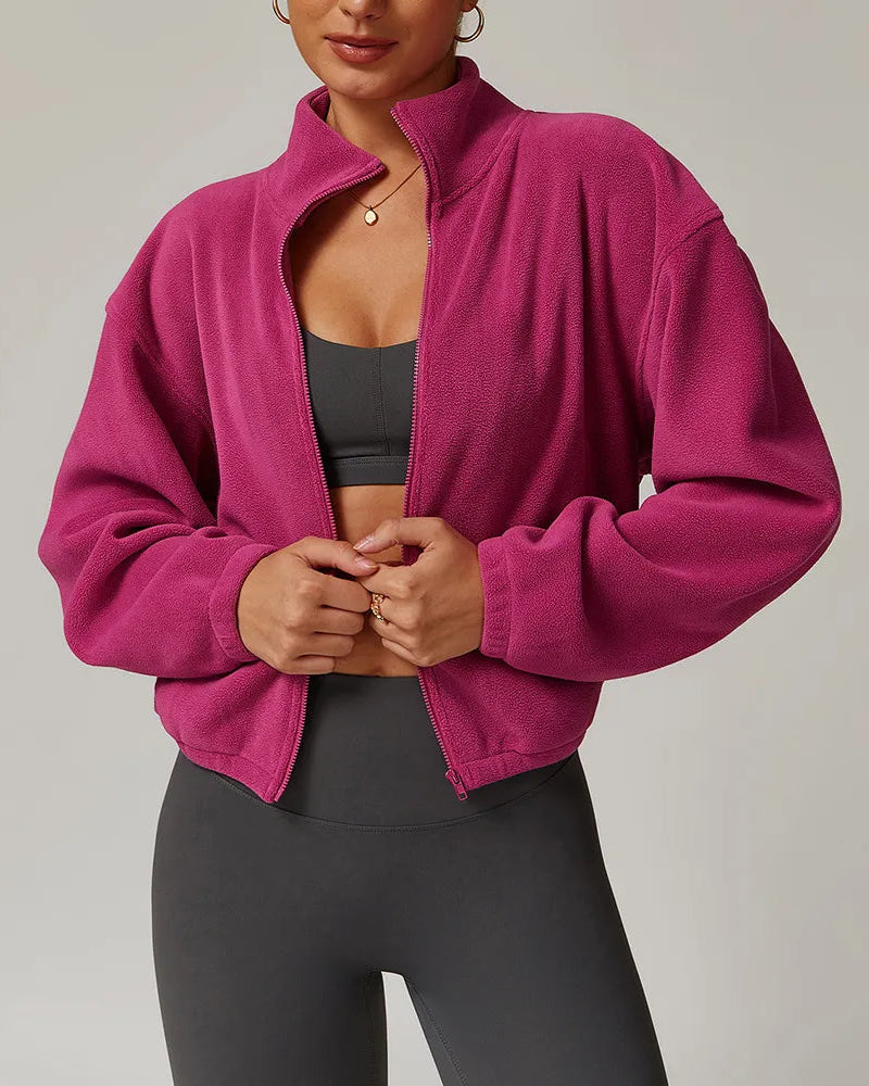 Kort jacka i polar fleece med ståkrage