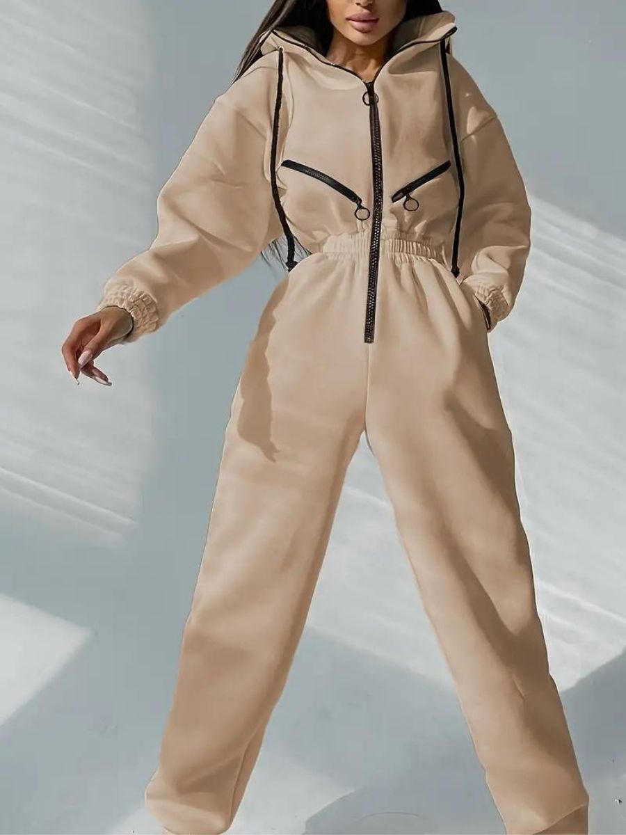 Jumpsuit med luva och dragsko