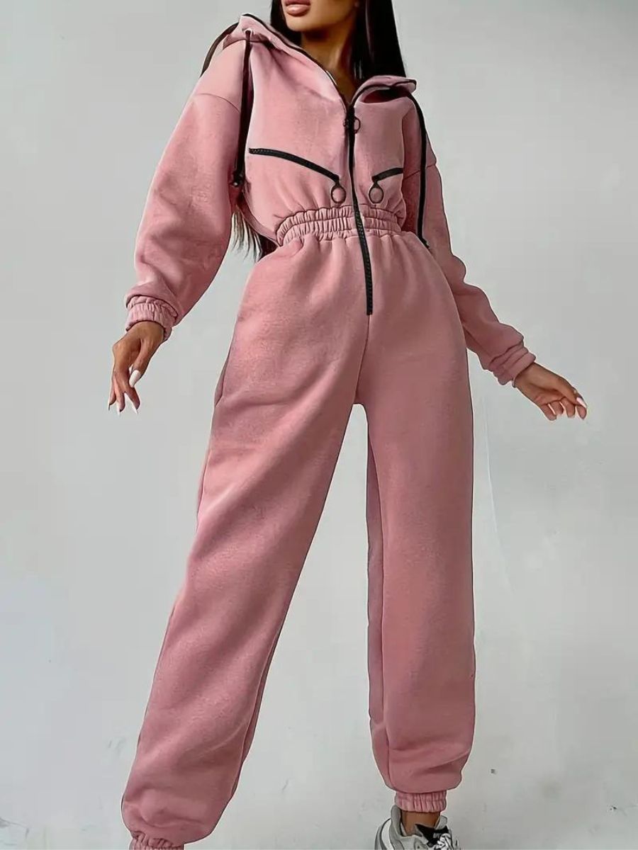 Jumpsuit med luva och dragsko
