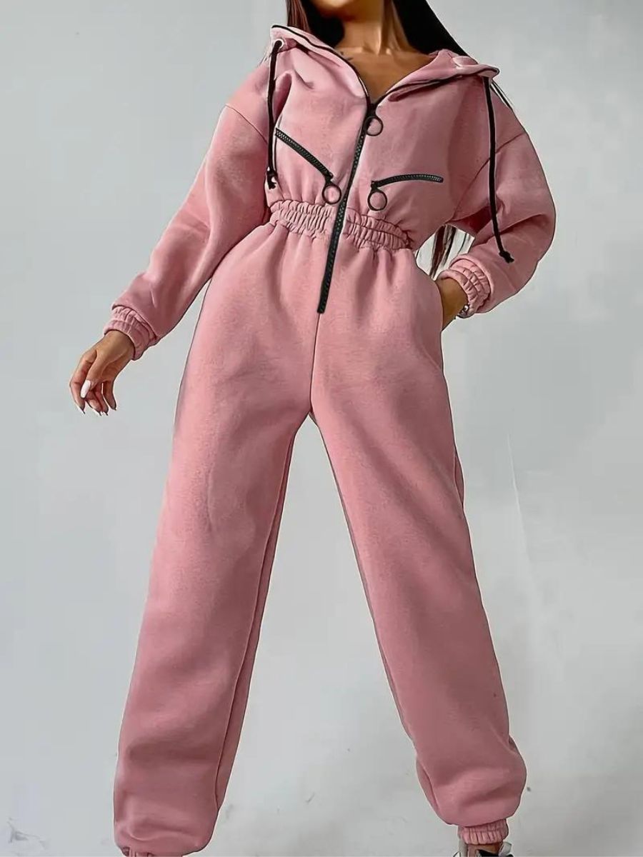 Jumpsuit med luva och dragsko