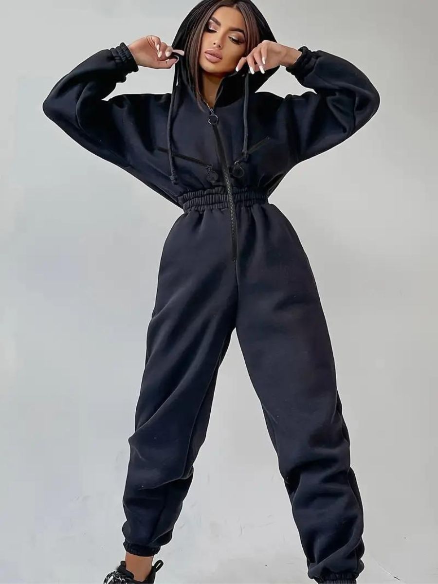 Jumpsuit med luva och dragsko