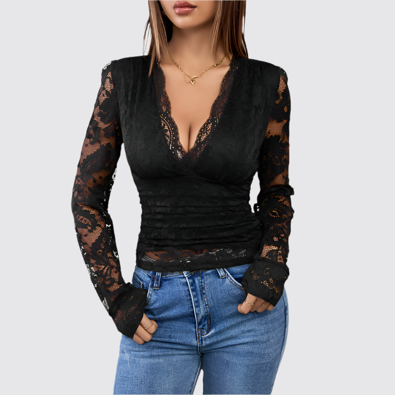 Smal passform svart patchwork topp