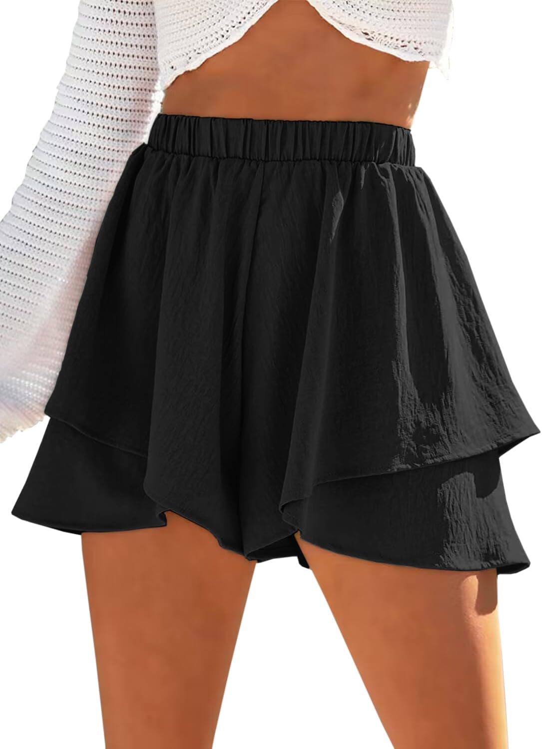 Shorts med hög midja och volanger
