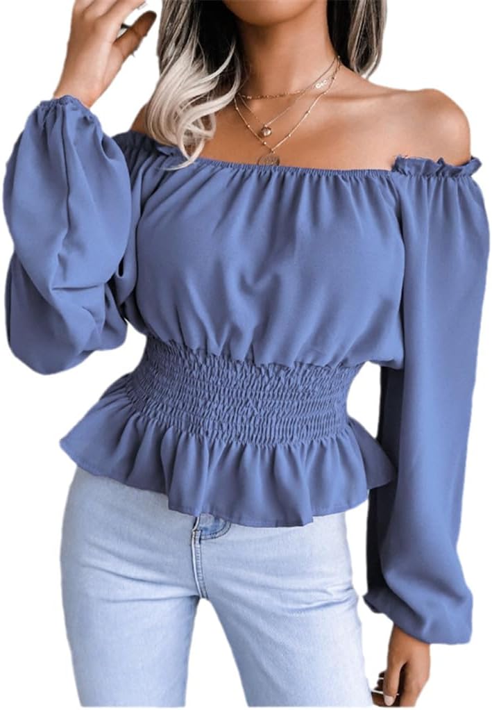Off shoulder-skjorta med tight midja