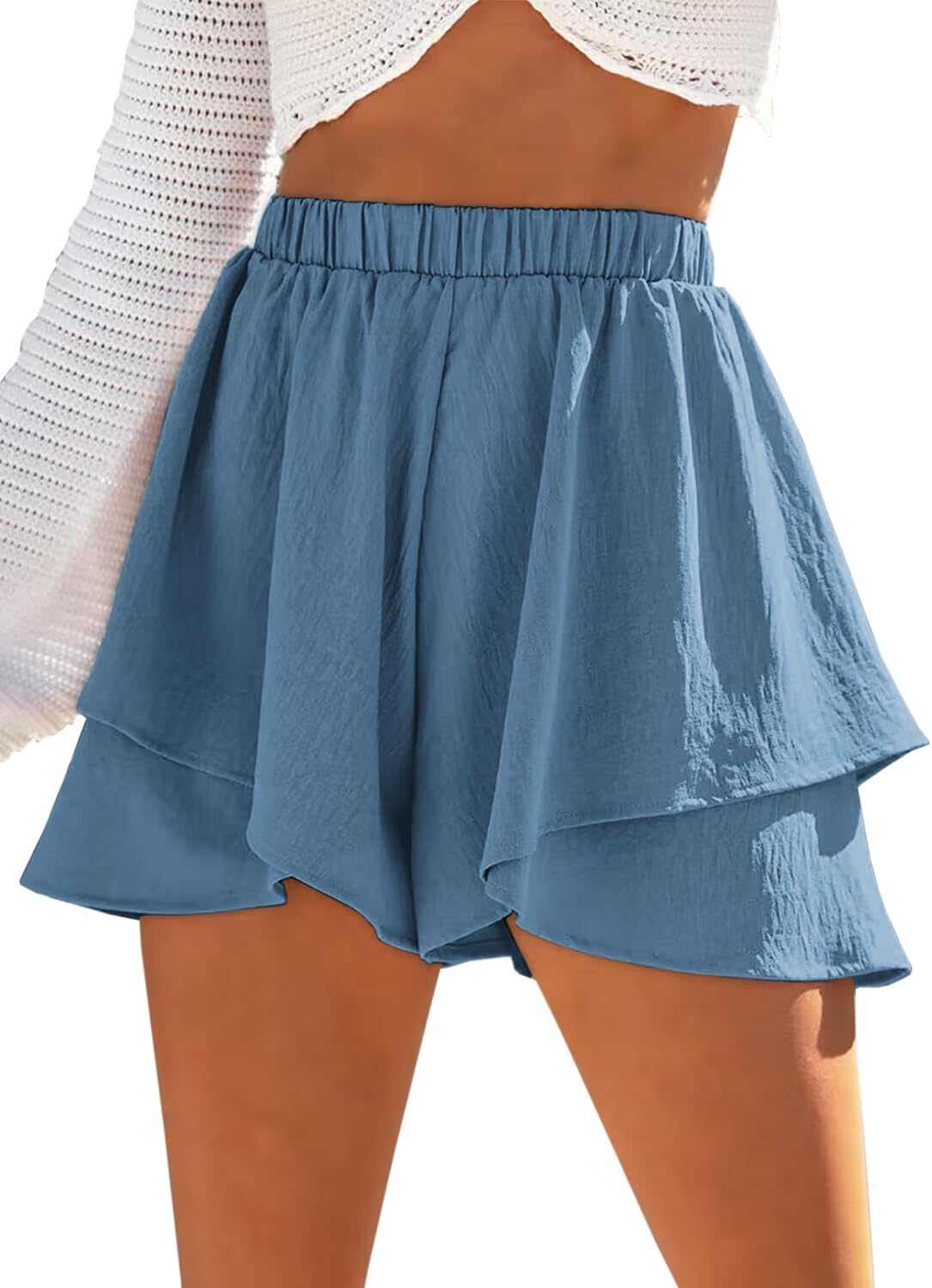 Shorts med hög midja och volanger