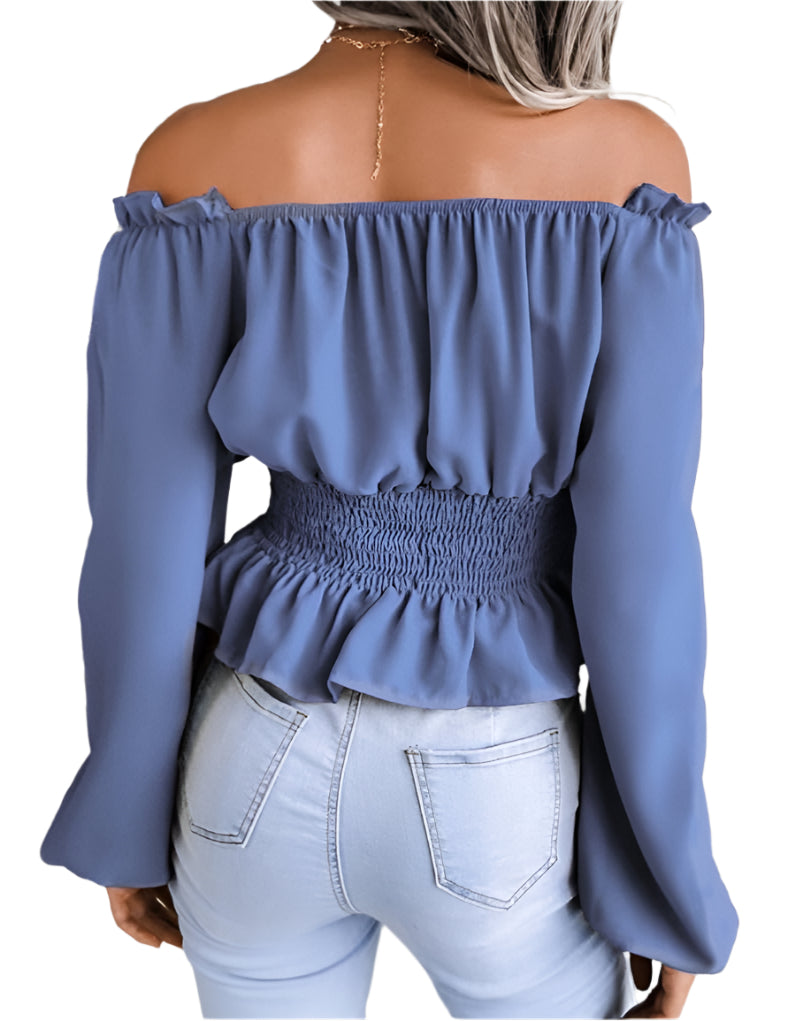 Off shoulder-skjorta med tight midja