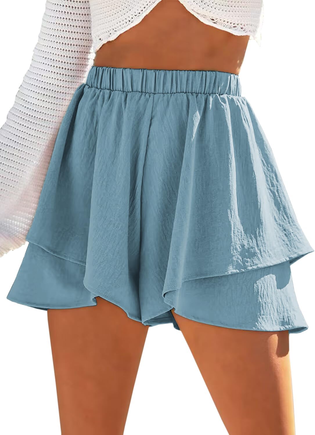 Shorts med hög midja och volanger