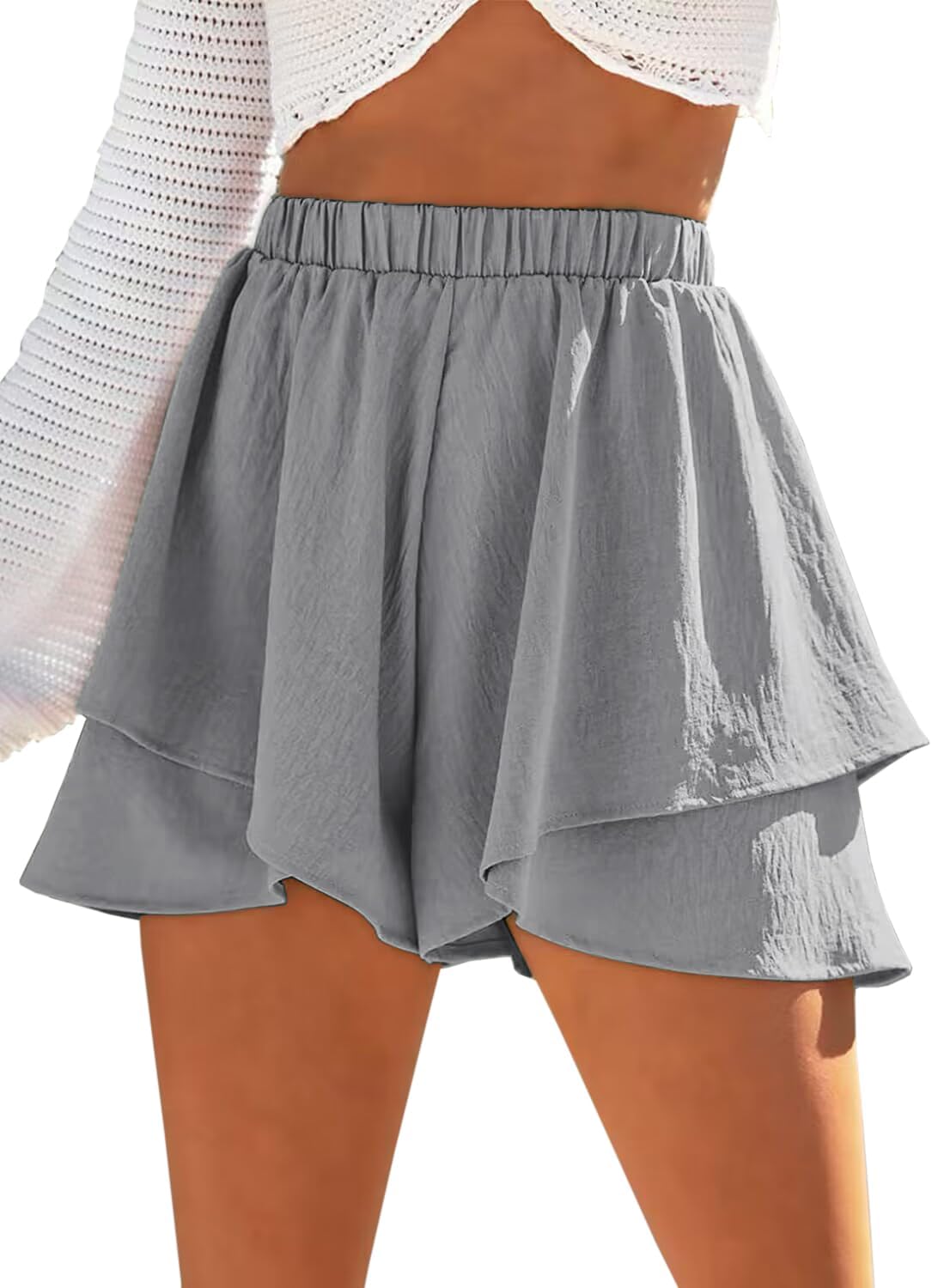 Shorts med hög midja och volanger