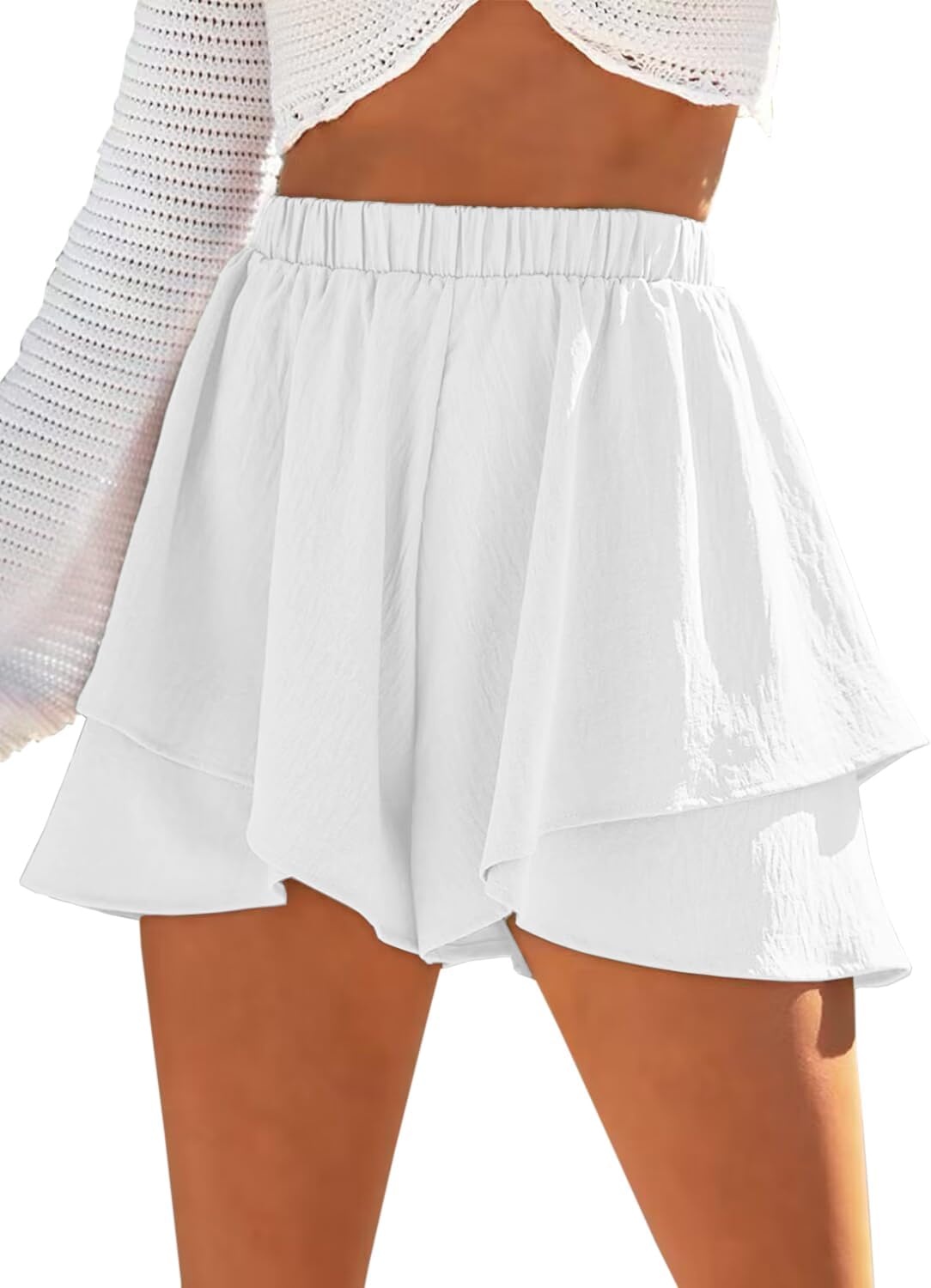 Shorts med hög midja och volanger