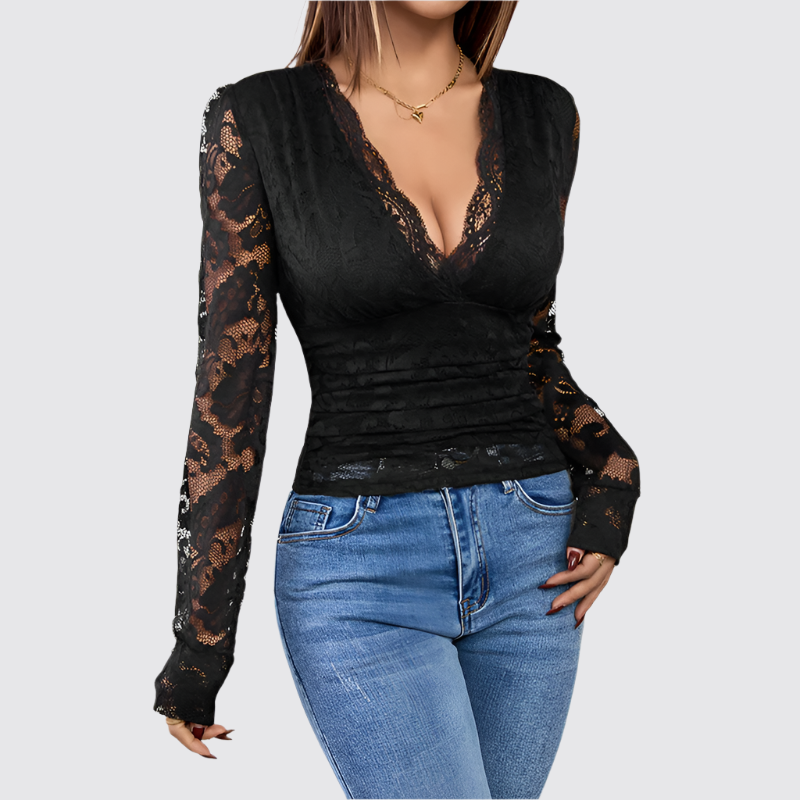Smal passform svart patchwork topp