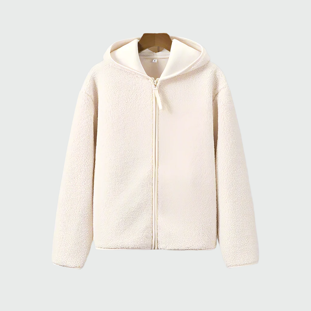 Huvtröja med dragkedja i polarfleece