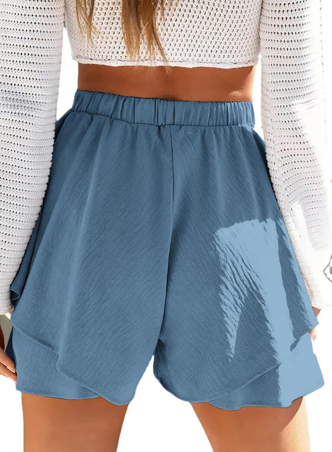 Shorts med hög midja och volanger