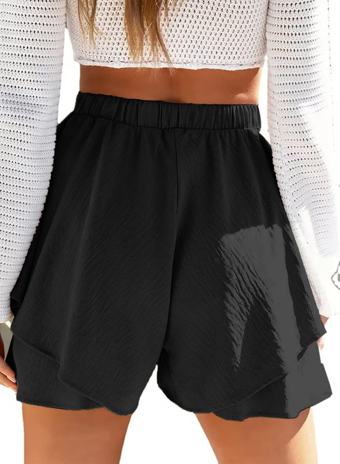 Shorts med hög midja och volanger