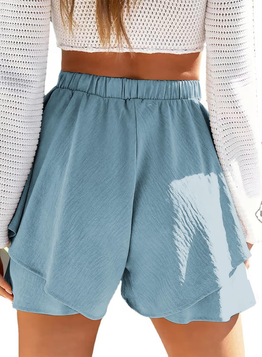 Shorts med hög midja och volanger