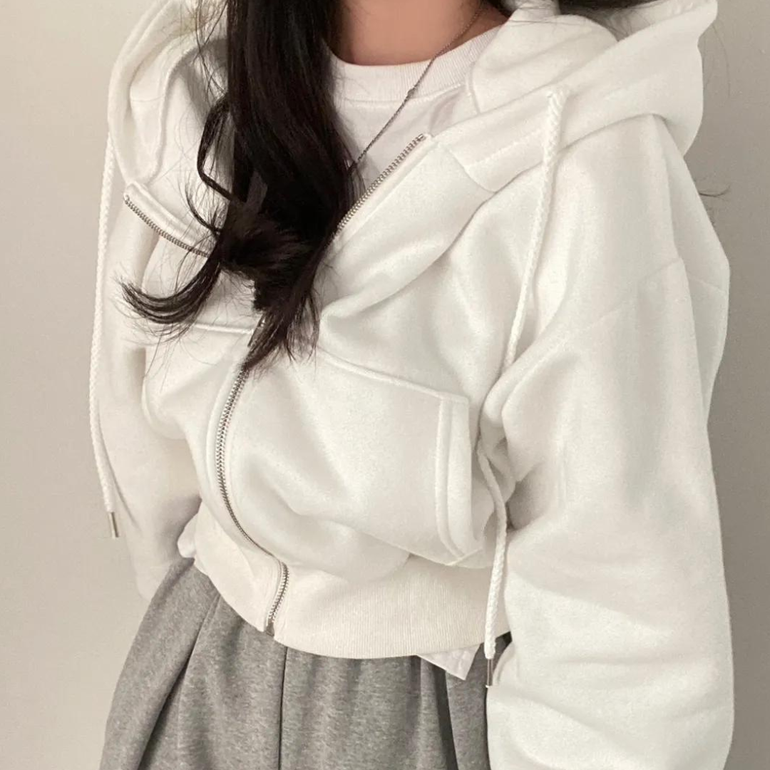 Clasic bekväm hoodie med dragkedja
