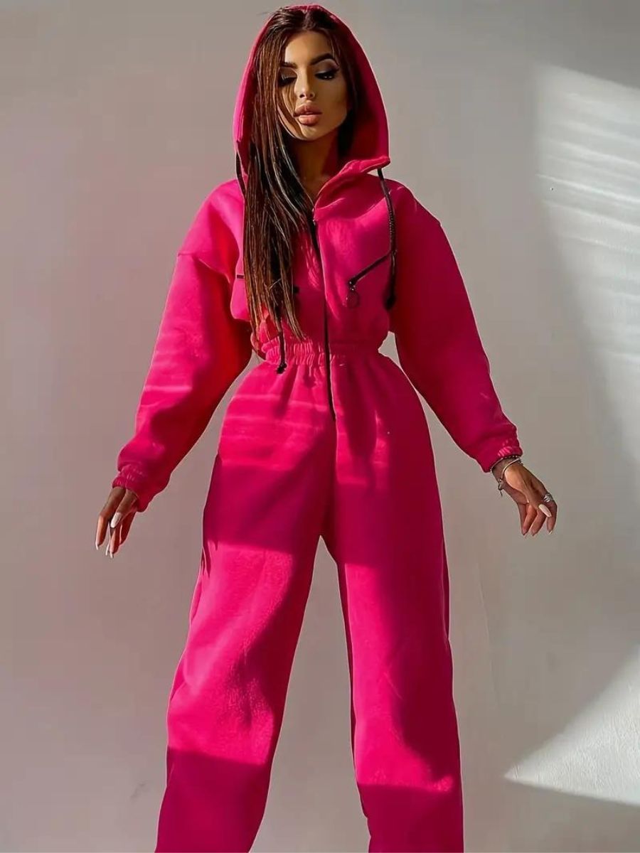 Jumpsuit med luva och dragsko