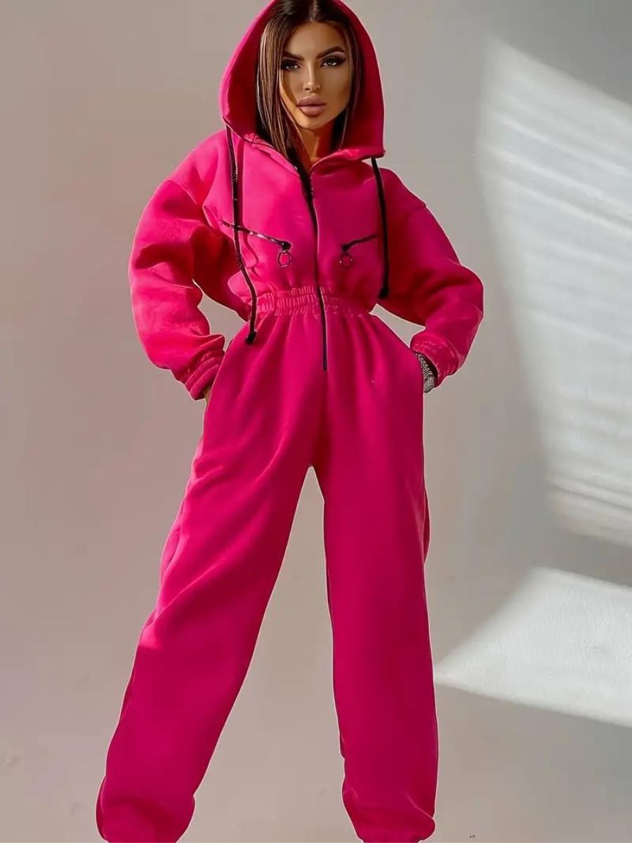 Jumpsuit med luva och dragsko