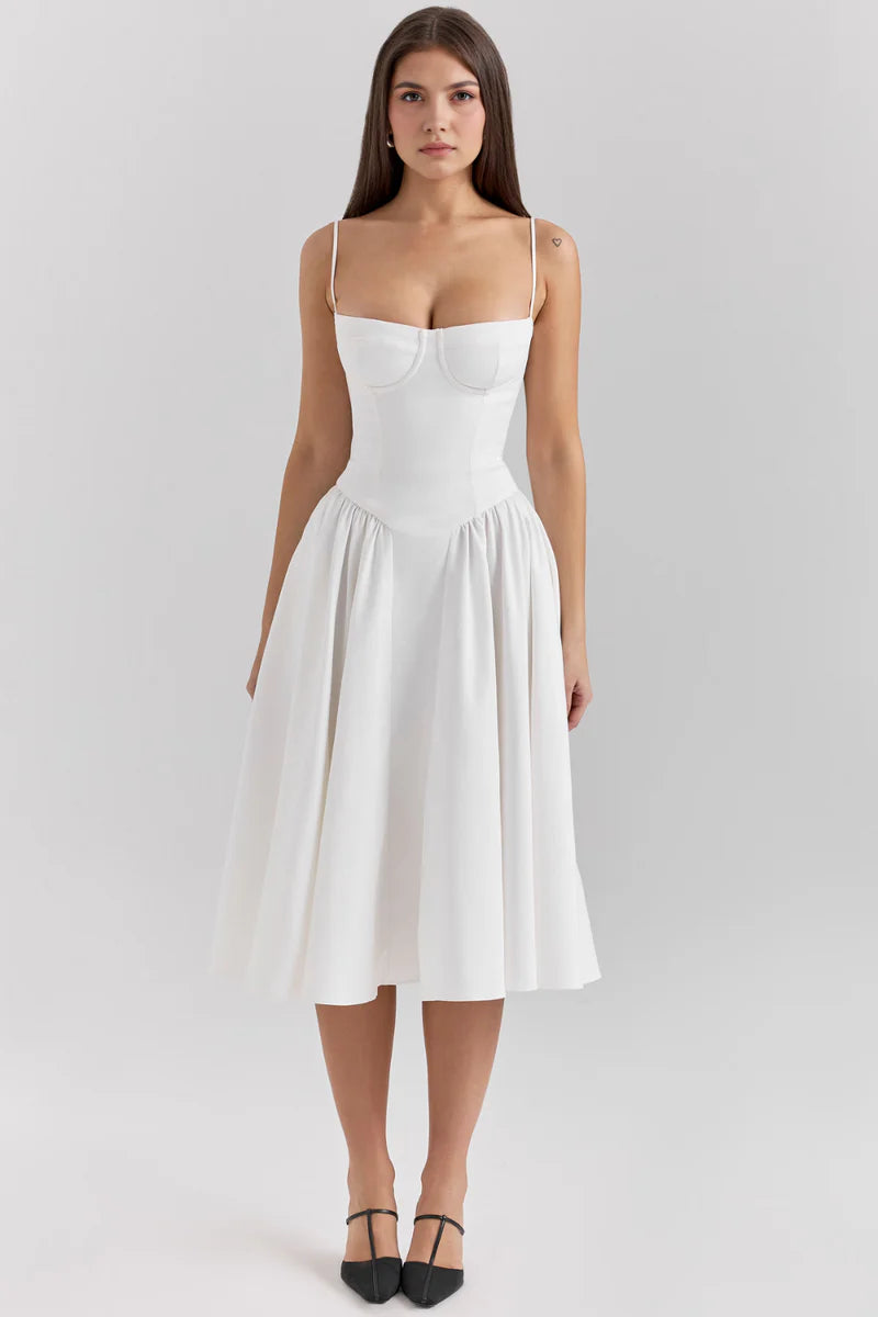 Anne Bustier midiklänning med volanger