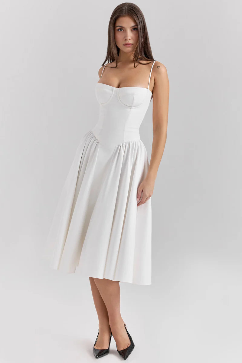 Anne Bustier midiklänning med volanger