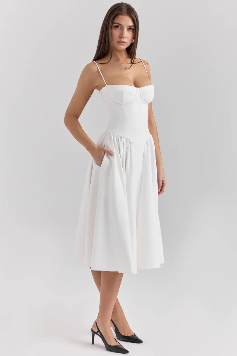 Anne Bustier midiklänning med volanger