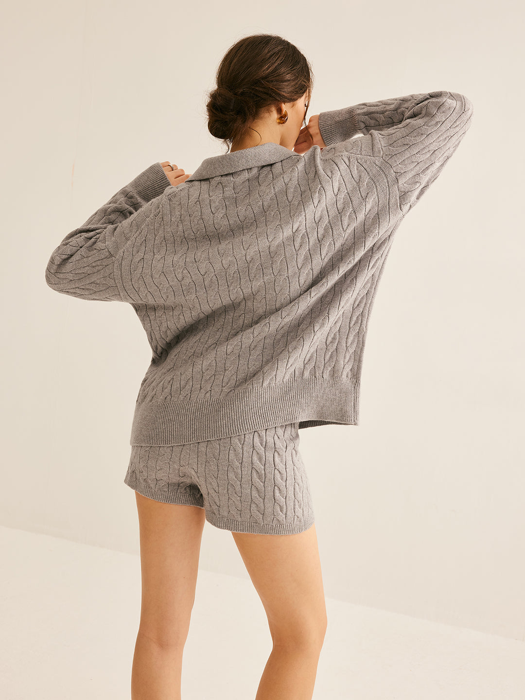 Stickade shorts med hög midja
