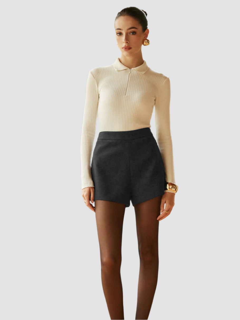 Shorts med hög midja och dragkedja