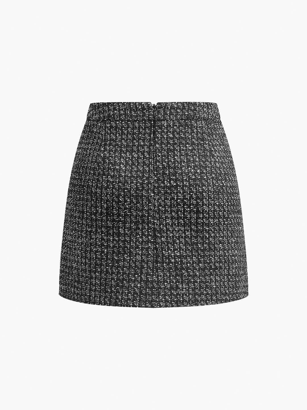 Tweed A-linjeformad minikjol med dragkedja