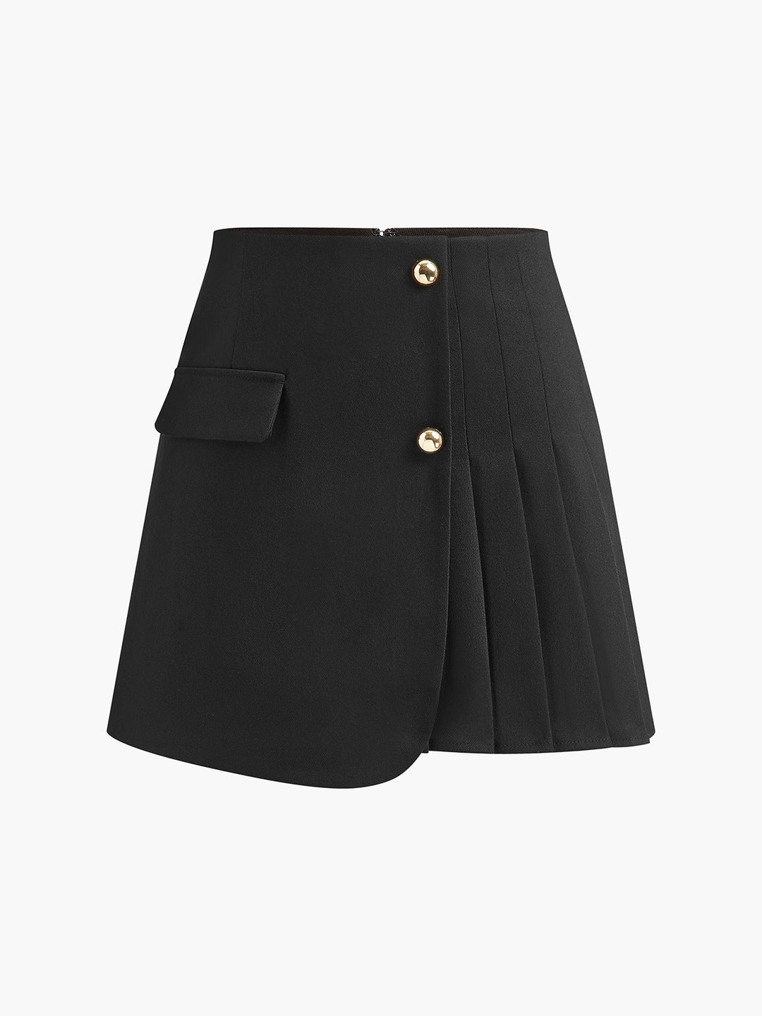 Asymmetrisk plisserad kjol med knappar