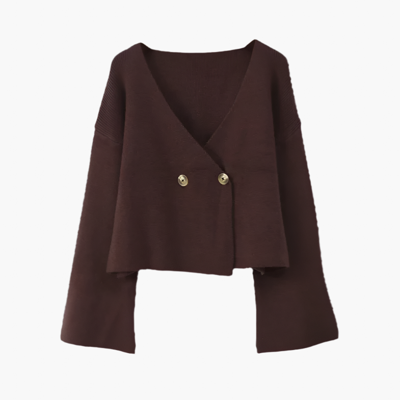 Långärmad stickad cardigan topp