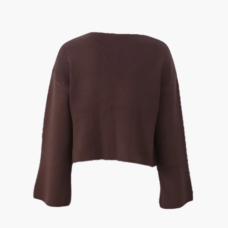 Långärmad stickad cardigan topp