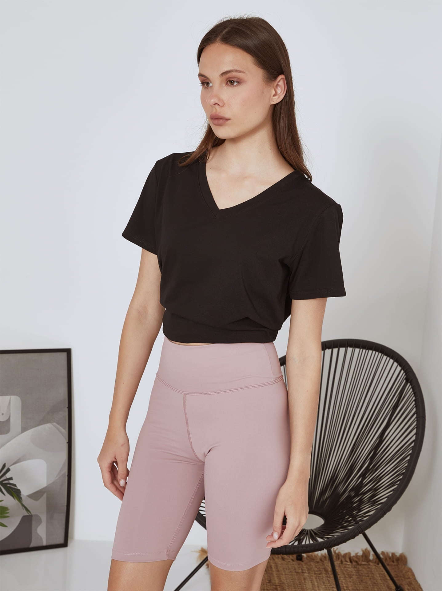 Sportiga smala shorts med hög midja