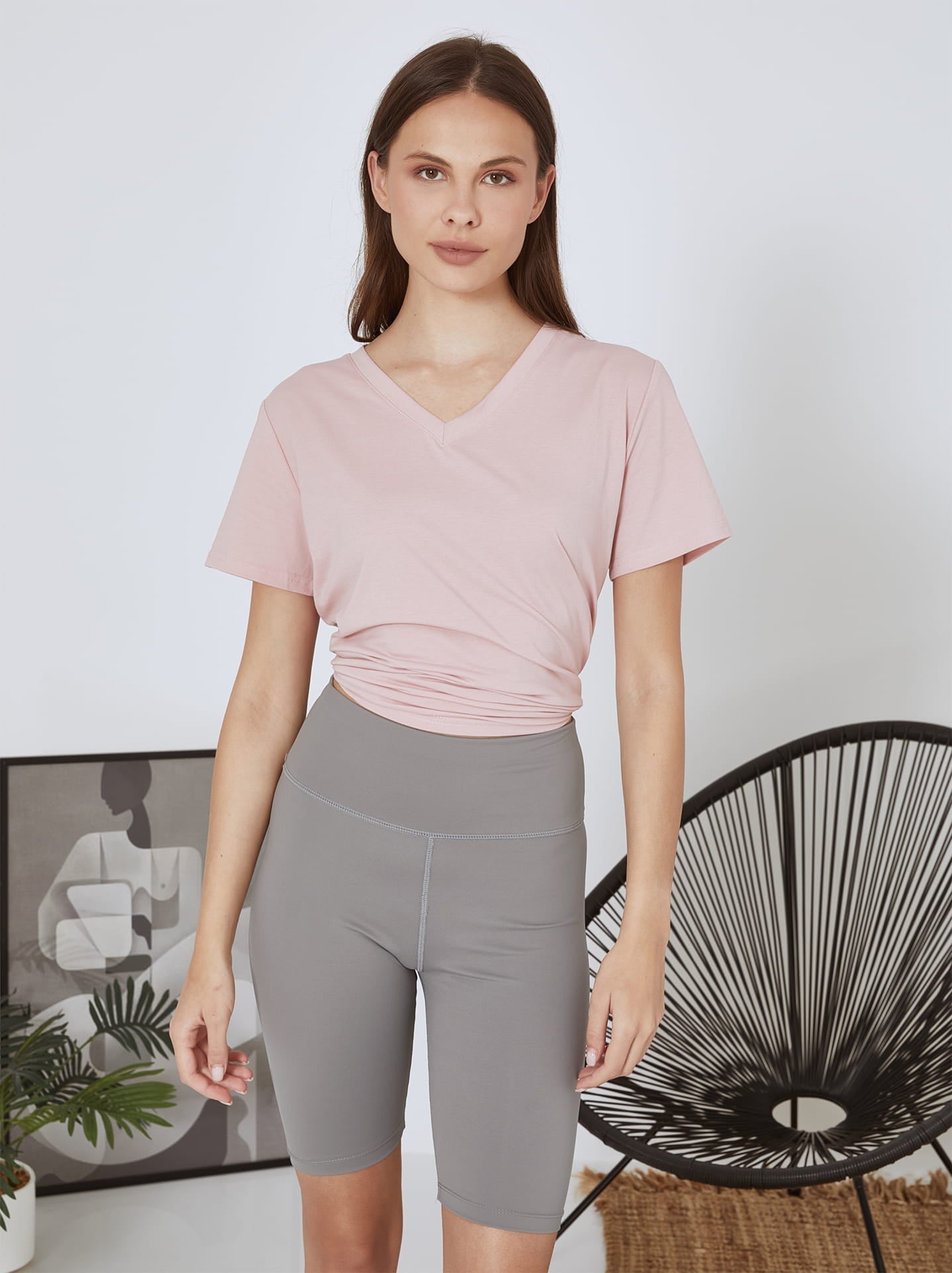 Sportiga smala shorts med hög midja