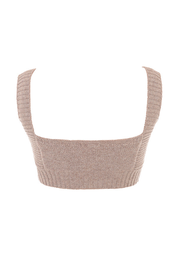 Stickad mjuk cardigan med bralette och leggings
