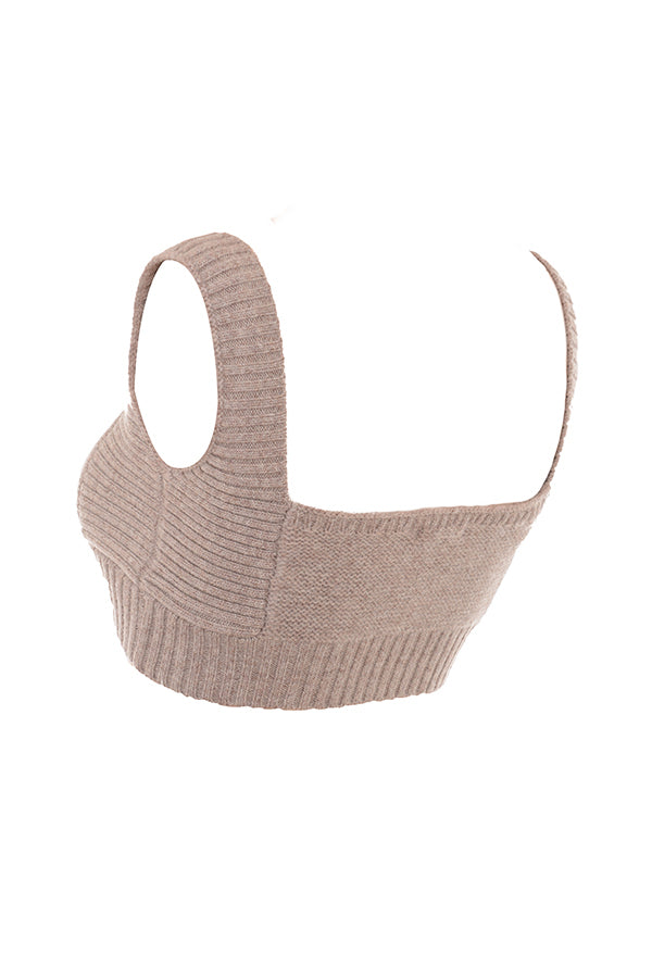 Stickad mjuk cardigan med bralette och leggings