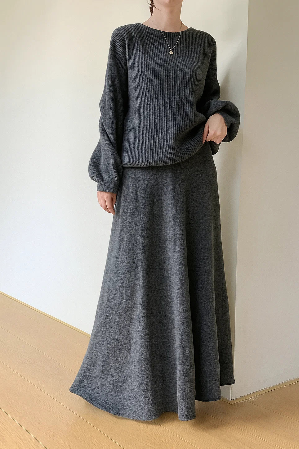 Sasha casual lång kjol med tröja set