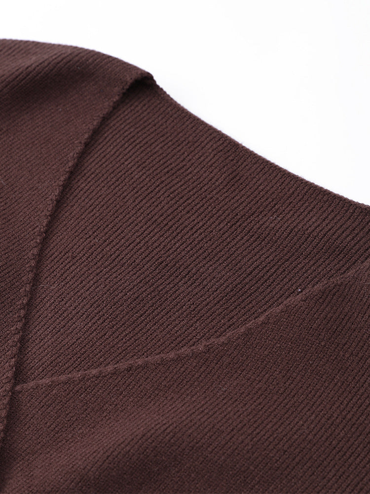Långärmad stickad cardigan topp