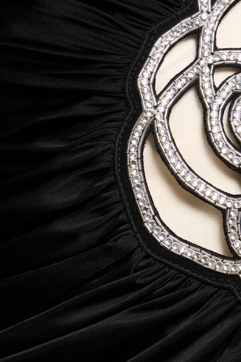 Olexia asymmetrisk broderad ros miniklänning