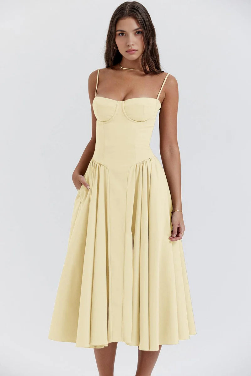 Anne Bustier midiklänning med volanger