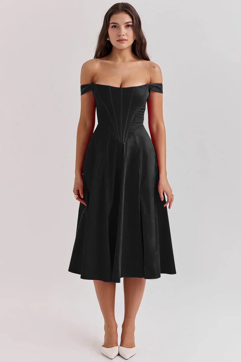 Olivia axelbandslös bustier-midiklänning