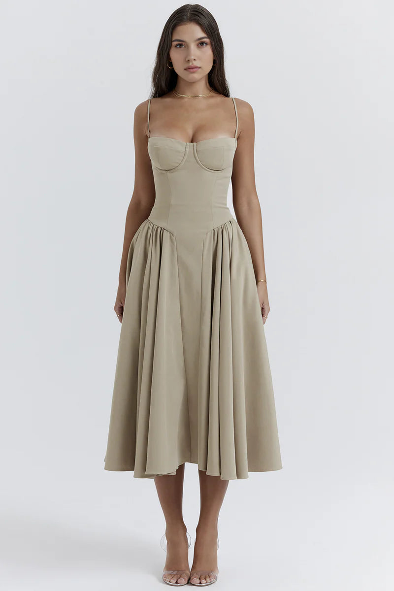 Anne Bustier midiklänning med volanger