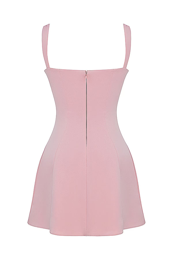 Adriana rosa satin miniklänning