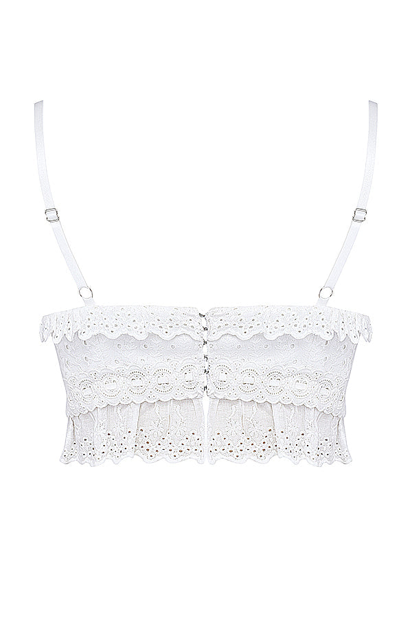Vit broderie bralette topp med lösa byxor