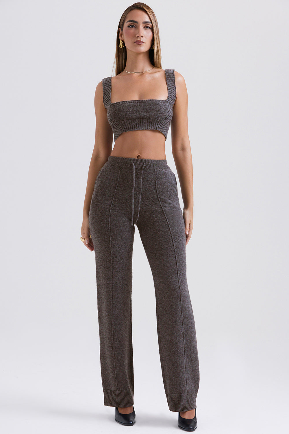 Antracit kashmirbralette med lediga byxor