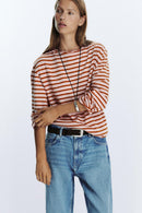 Bomulls-T-shirt med randiga ränder