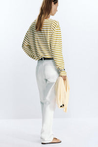 Bomulls-T-shirt med randiga ränder